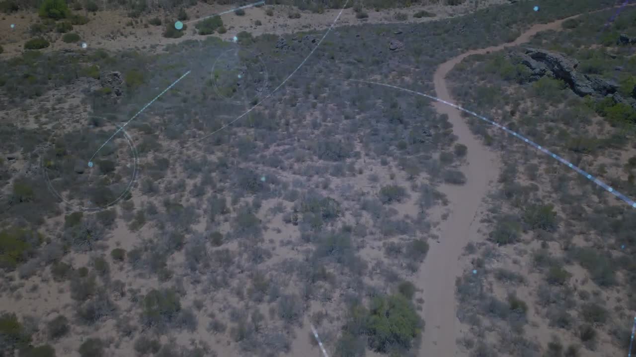 animación de redes de conexiones sobre el paisaje