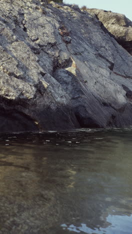 clear water by rocky shoreline