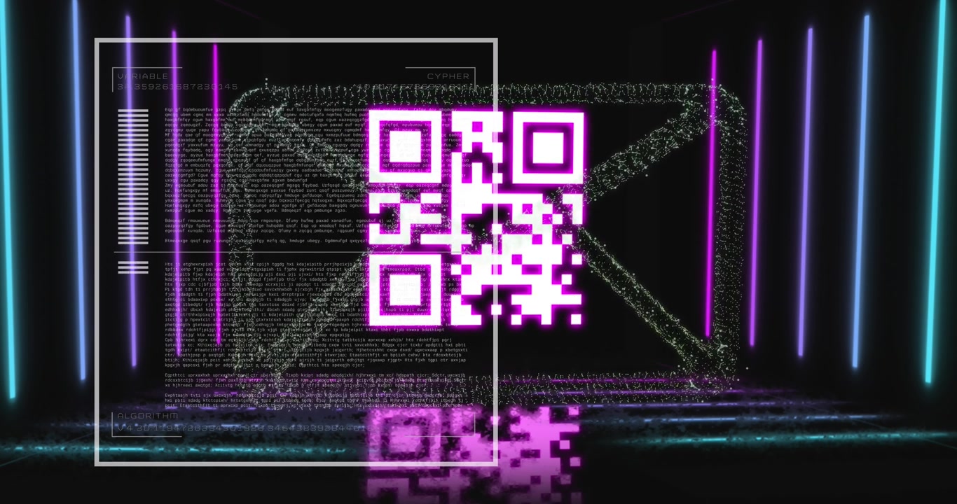 Animation von QR-Code über Datenverarbeitung