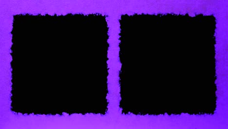 Two-vertical-black-boxes-for-video-or-image-in-video-with-blue-purple-textured-paper-background,-ready-for-luma-key