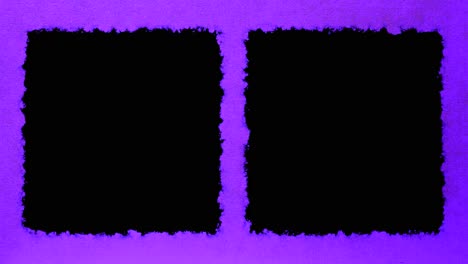 Two vertical black boxes for video or image in video with blue purple textured paper background, ready for luma key