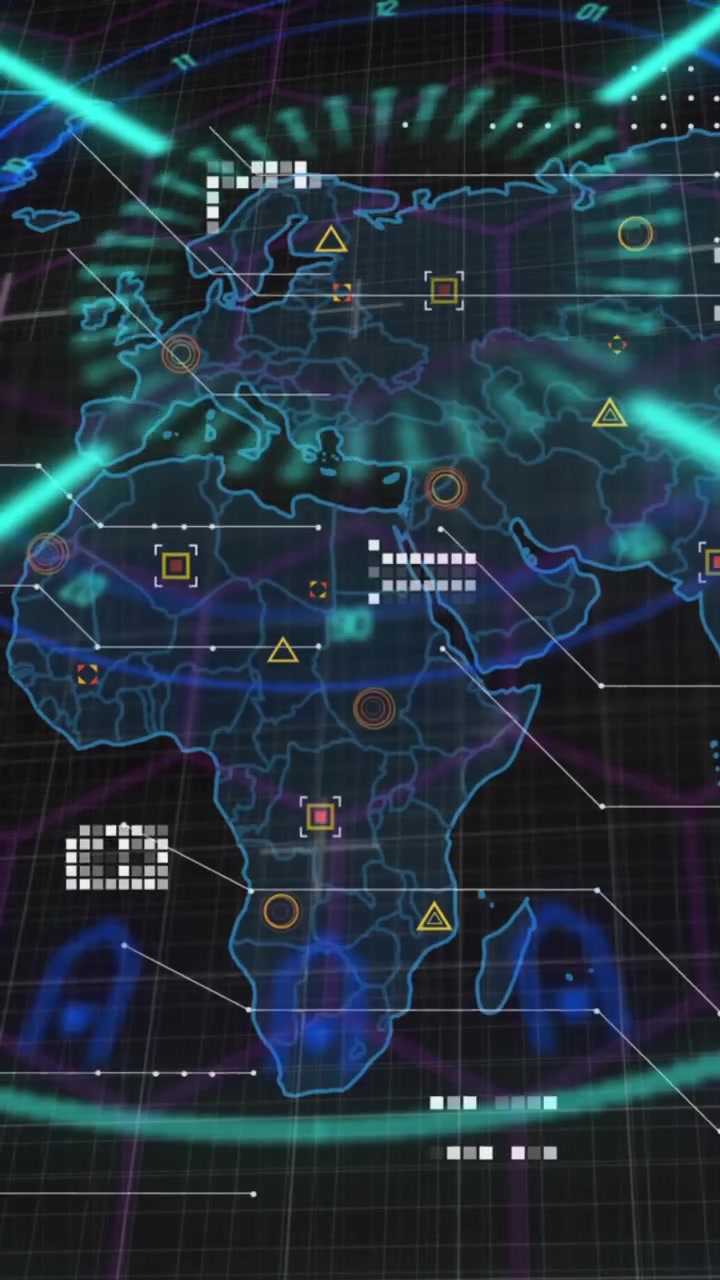 Animation of scope, markers and data processing over world map