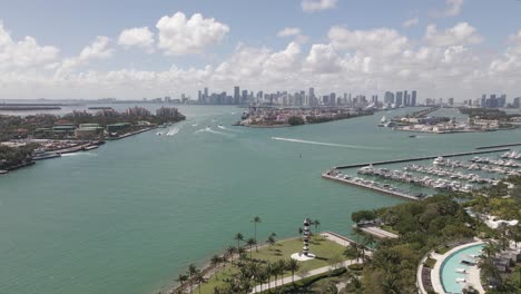 Vuelo-Aéreo-De-South-Pointe-Hacia-Dodge-Island-Y-La-Ciudad-De-Miami-Más-Allá