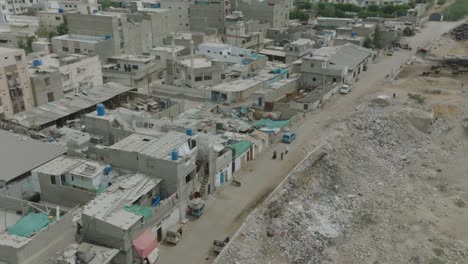 overhead aerial view of dense urban sprawl in downtown karachi