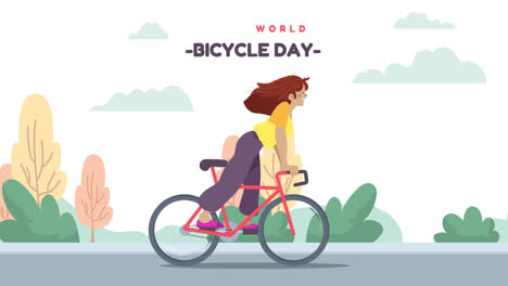 ilustración gráfica en movimiento de la caricatura del día mundial de la bicicleta
