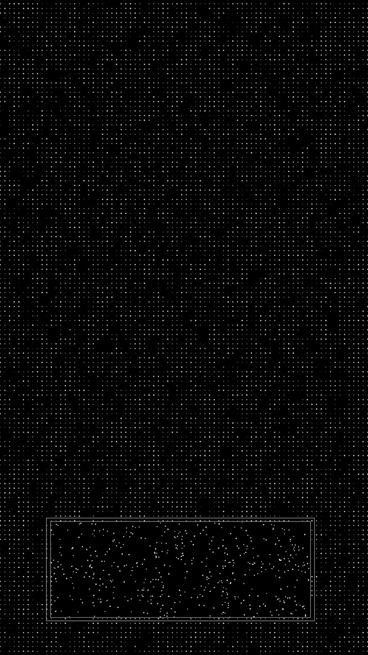 Minimal black digital dot matrix pattern and futuristic rectangular data panel with particle