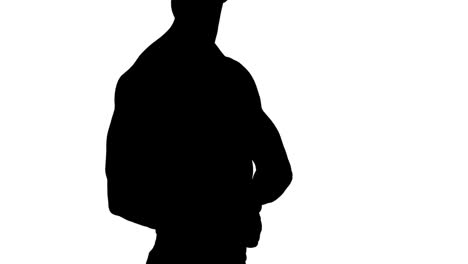 muscular silhouette of man flexing muscles