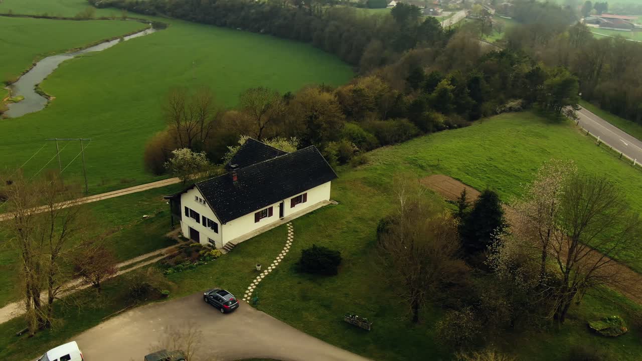Aerial shot of house in the Farm