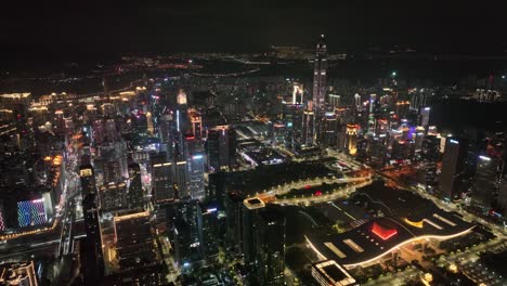 vista aérea del horizonte en la ciudad de shenzen cbd por la noche en china