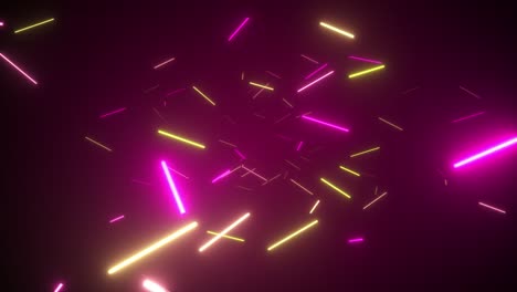 vuelo infinito en el espacio entre lámparas de neón fluorescentes