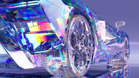 crystal iridescent sports car 3d render