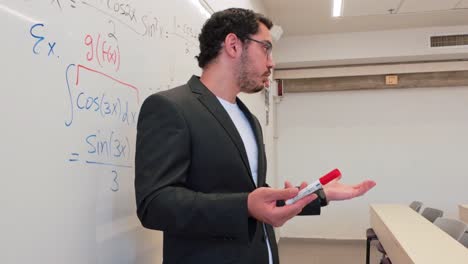 consultant explaining data with formulas
