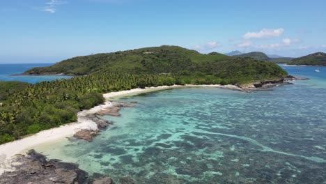 wide high view looking towards drawaqa and nanuya balavu islands in the yasawa islands, fiji