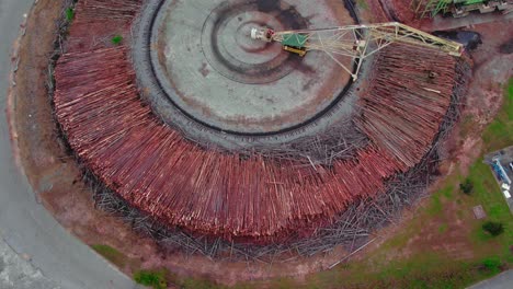 Aerial-overhead-view-of-a-chip-mill-factory-in-Brent,-Alabama