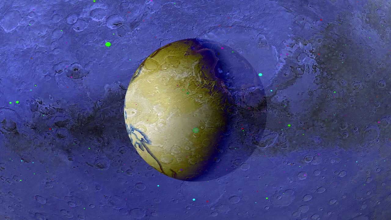 animación de la tierra desde el espacio globo girando en el amanecer fondo de iluminación de la galaxia