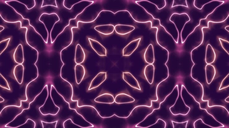 Padrão dinâmico abstrato com linhas claras e nuvens em um fundo violeta. Mosaico gráfico em movimento com loop contínuo minimalista.