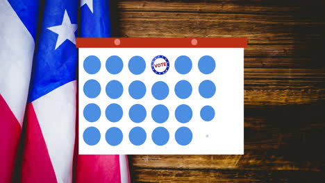 animation of token template card and voting text moving over american flag