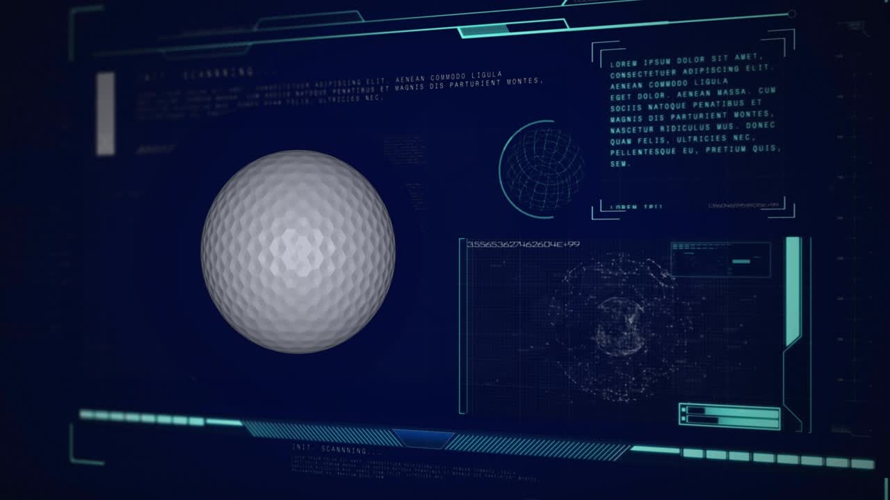 Animation of golf ball with scope scanning and data processing