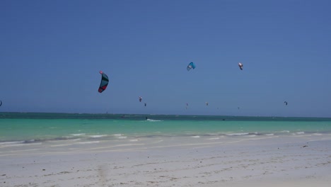 kite surfers at diani beach, kenya