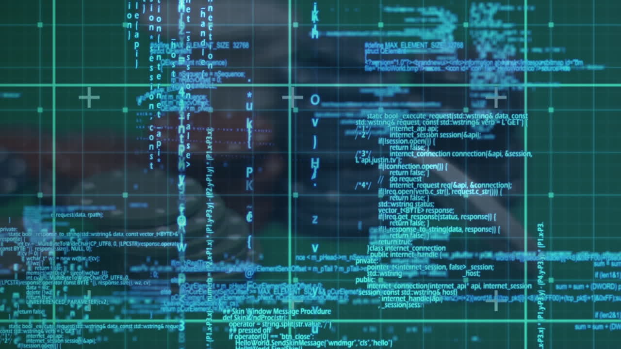 Animation of data processing over casino chips and grid