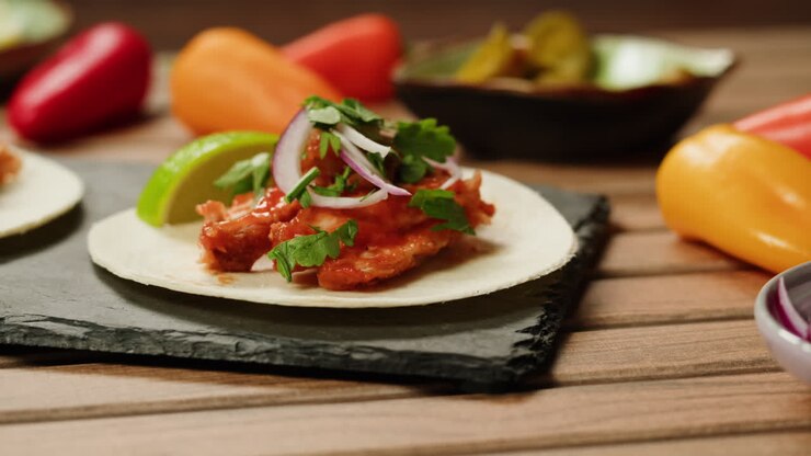 Délicieux tacos au citron vert, oignon et persil