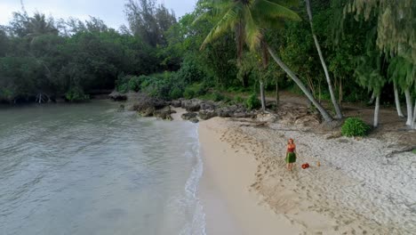 Hula-dancer-in-costume-dancing-at-island-4k