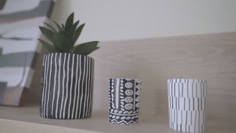 close-up of small potted plants as decoration in a child's room. slow motion 4k.