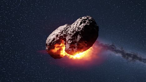 colisión de asteroides en el espacio