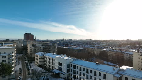 Antena-Delantera-De-Ruddammen-Y-Vasastan-En-El-Soleado-Invierno-Estocolmo