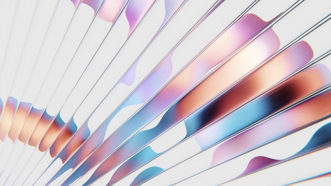 Abstract 3D Animation of Reflective Metallic Ribbons