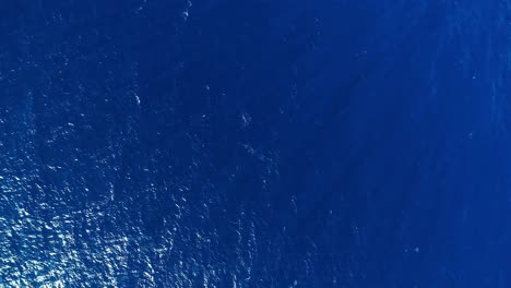 waves and ripples in deep blue ocean move left to right, drone top down static aerial