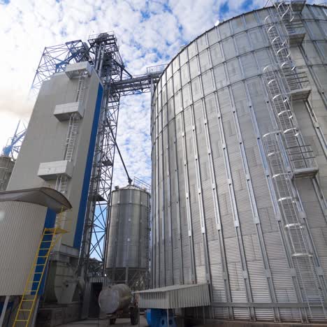 grain elevators outdoors. aluminum containers for storing grain. agribusiness