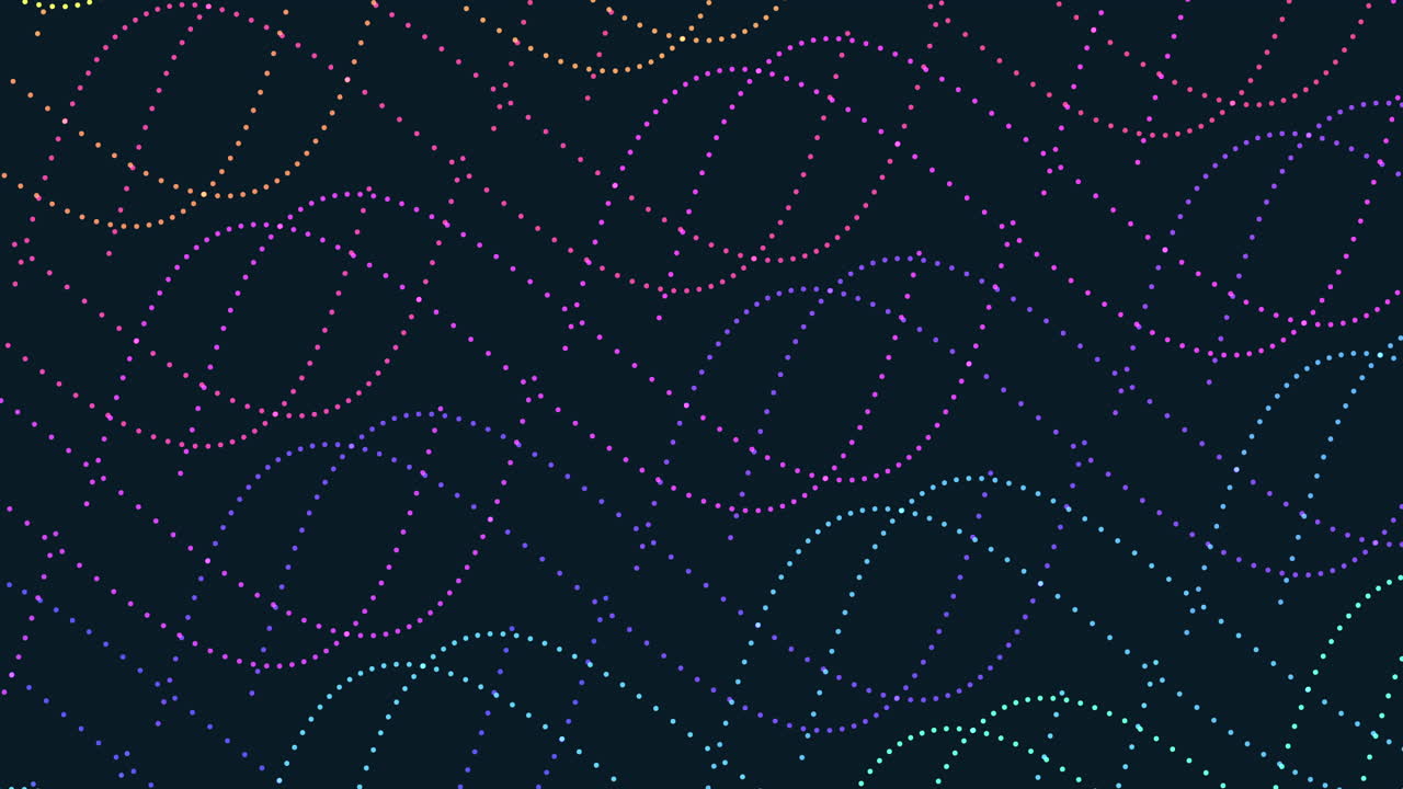 Illusion abstract waves pattern with neon rainbow glitters in dark galaxy