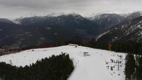 Aerial-views-of-ski-stations,-different-landscapes-and-viewers-in-Andorra-during-the-covid-times