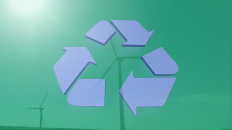 cartel de reciclaje y turbinas eólicas