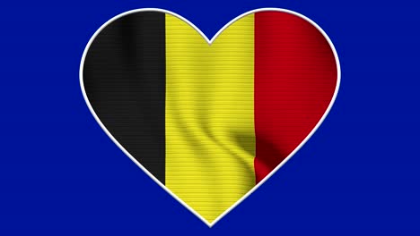 belgium heart love flag loop - realistic 4k flag waving in the wind. seamless loop with highly detailed fabric texture