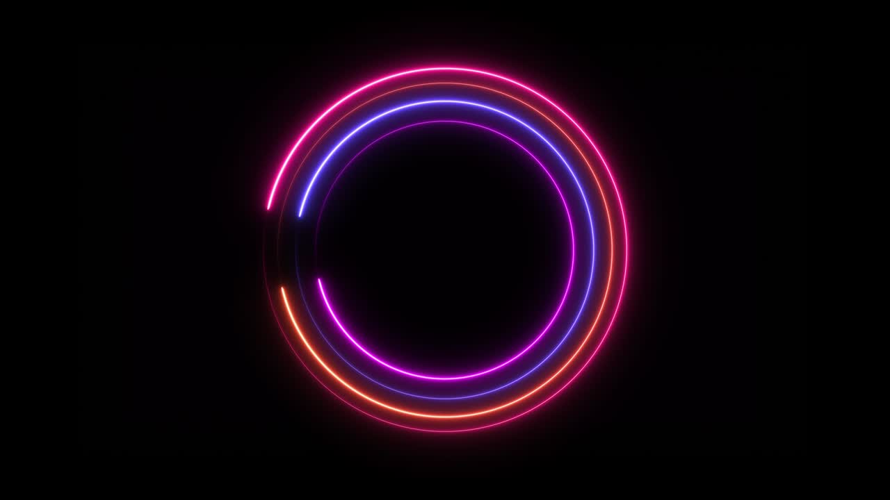 Neon circle glow color moving seamless art background abstract motion ...
