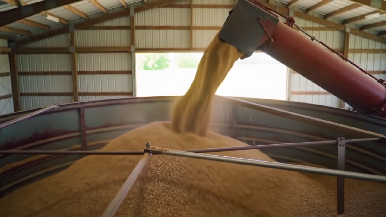 Harvesting Grain in a Large Storage Facility During Peak Season in Rural America