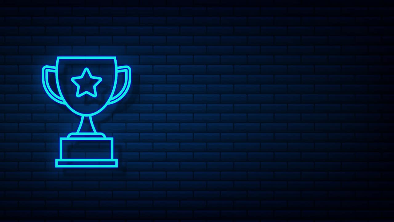 el estandarte de la copa del ganador. felicidades. premio de triunfo. icono de la victoria. gráficos en movimiento.