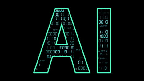 animation of ai text with binary coding and data processing