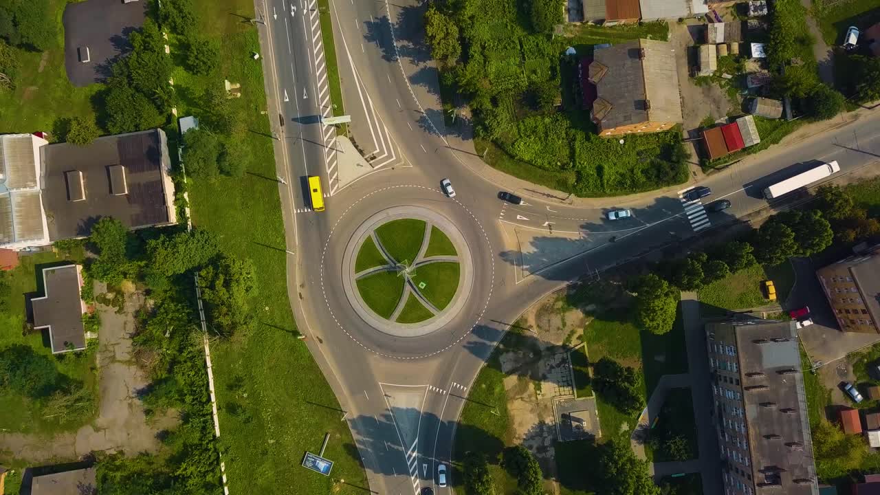 Road junction with a metal rotating cube 03