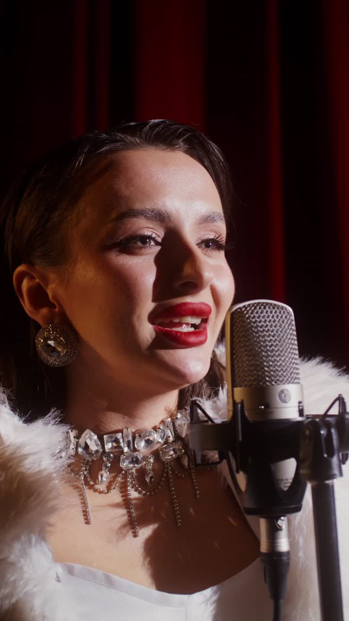 Elegant Female Singer on Stage