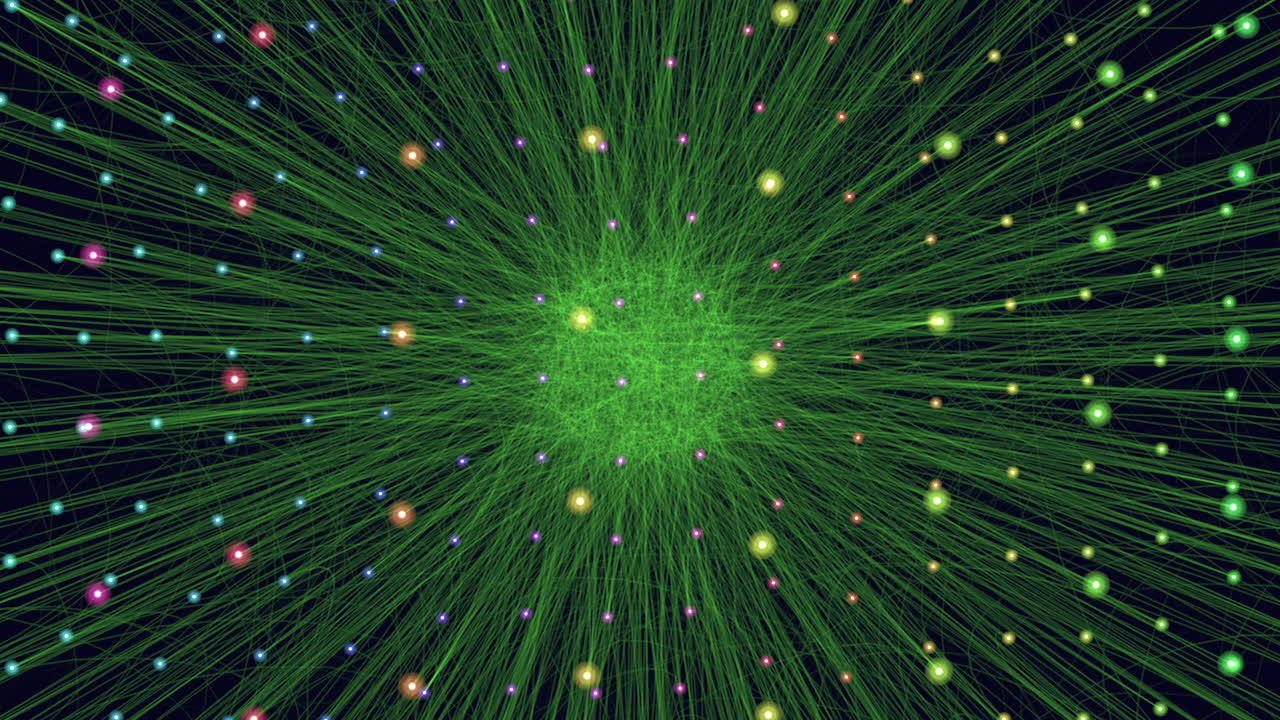яркая круговая сеть светящихся зеленых линий