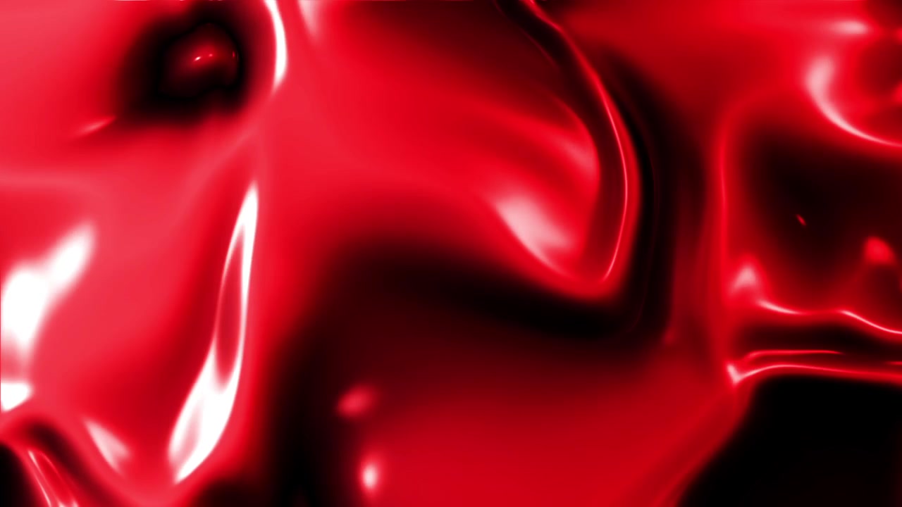 Surface de liquide rouge abstraite avec des vagues brillantes et un mouvement fluide