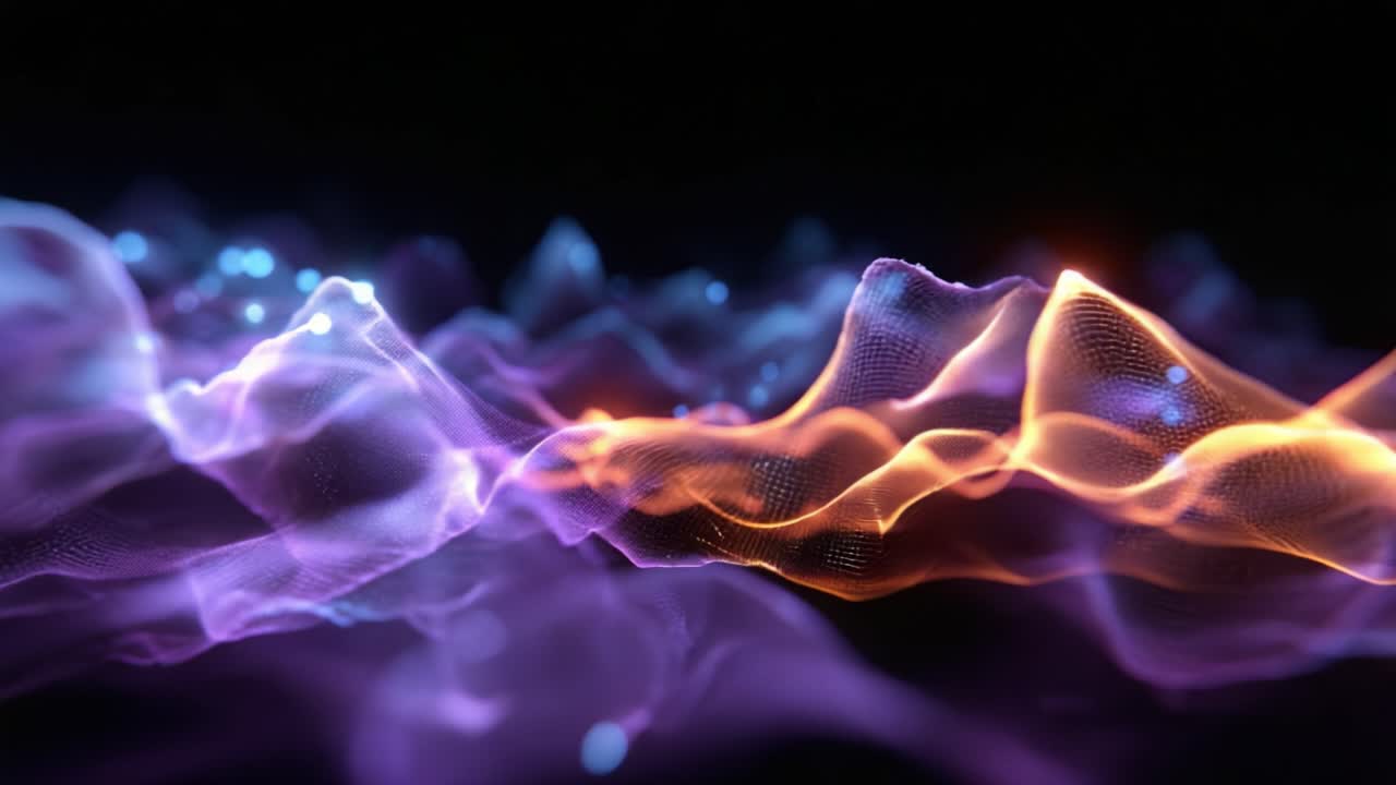 Onde dinamiche di luce e texture colorate che rappresentano energia e movimento in un effetto digitale visivamente sbalorditivo.