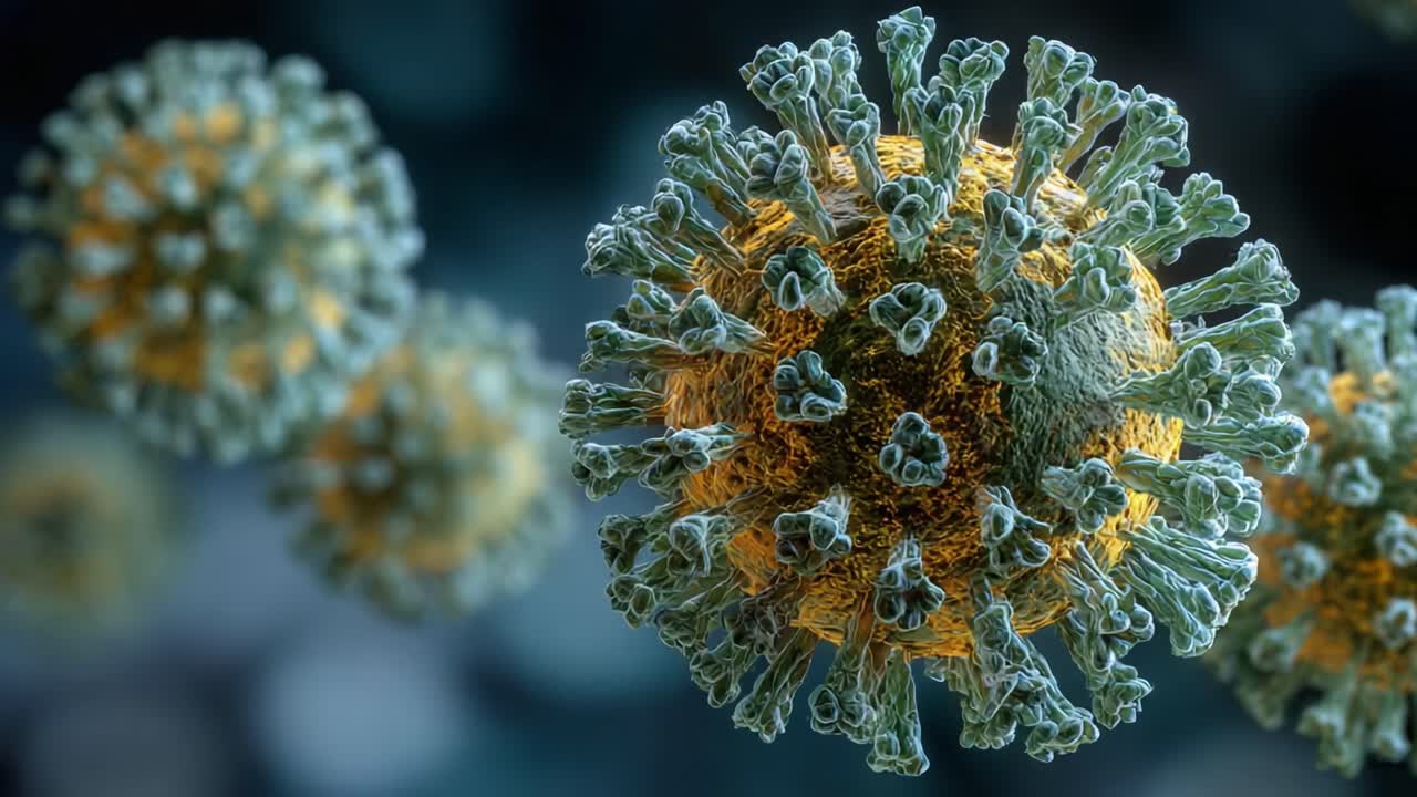 Imagens microscópicas detalhadas de estruturas de vírus mostram padrões intrincados e complexidades de patógenos, destacando suas características únicas e importância biológica