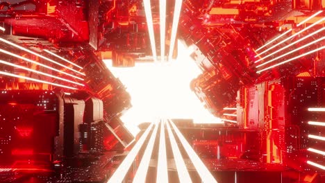 glowing corridor of futuristic spaceship. 3d animation