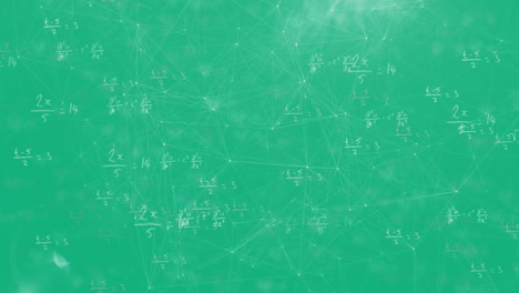 animation of network of connections and data processing on green background