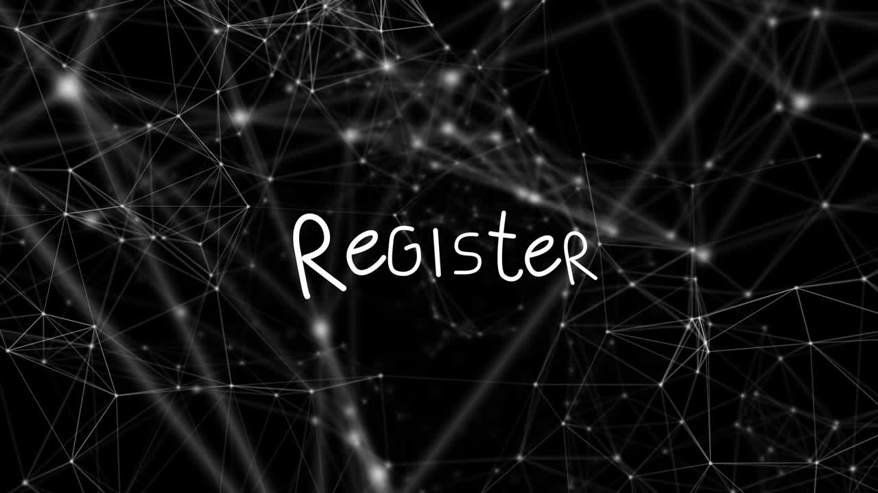 animación del texto del registro a través de una red de conexiones