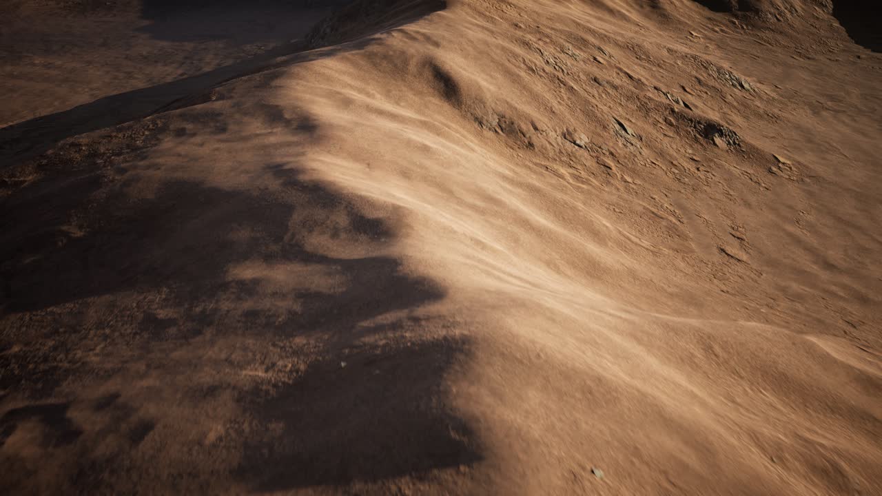 взгляд с воздуха на красную пустыню с песчаными дюнами